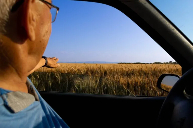 Homme senior au volant de sa voiture