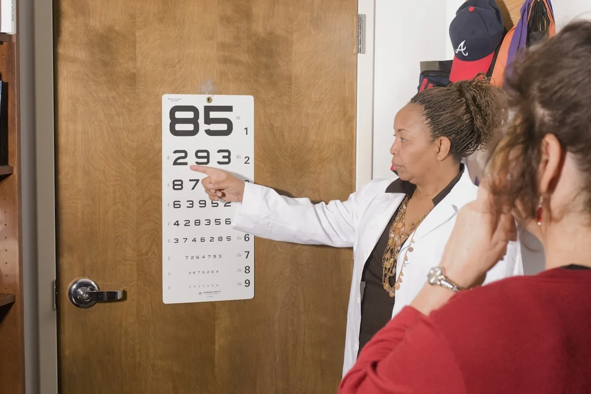Fitting glasses at the optician's