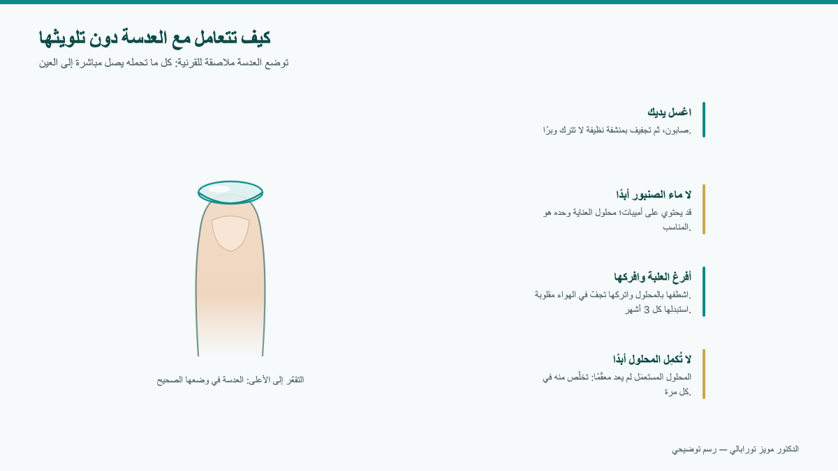 التعامل مع عدسة لاصقة على طرف الإصبع