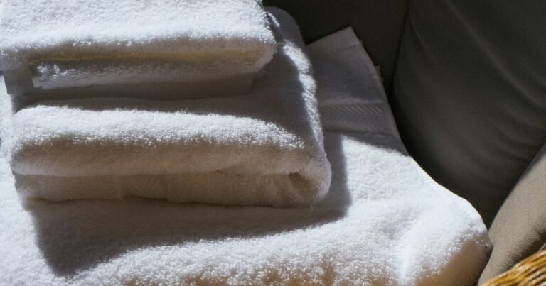 Stack of folded white towels