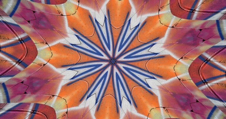 Orange, blue and purple kaleidoscope pattern